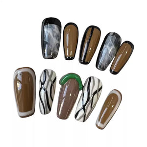 Mocha Marble Artistic Press On Nails - My Store