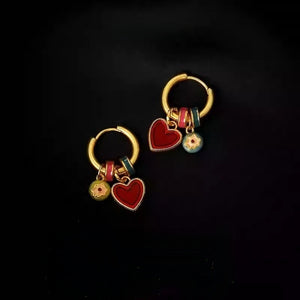 Colorful Heart Hoop Earrings - Momenails