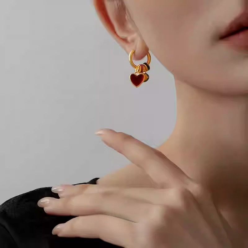 Colorful Heart Hoop Earrings - Momenails