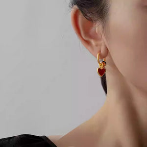 Colorful Heart Hoop Earrings - Momenails