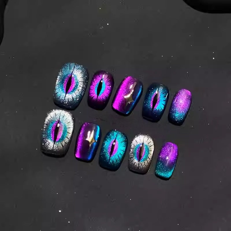 Galaxy Cat Eye Press On Nails - Momenails