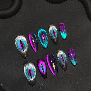 Galaxy Cat Eye Press On Nails - Momenails