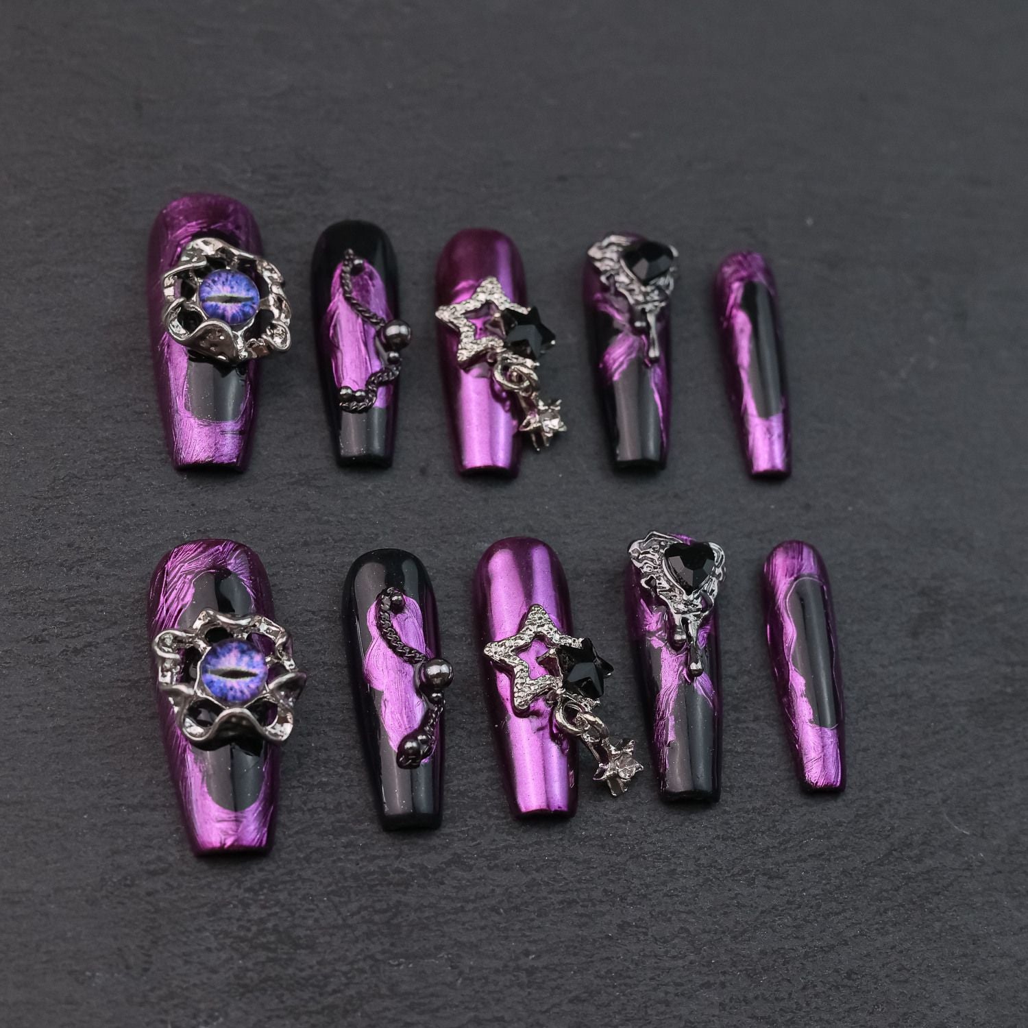3D Gothic Star Press On Nails - Momenails