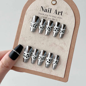 Chrome Cow Print Press On Nails - Momenails