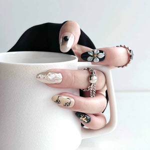 Black Gold Luxe 3D Press On Nails - Momenails