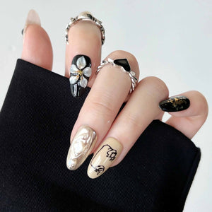 Black Gold Luxe 3D Press On Nails - Momenails