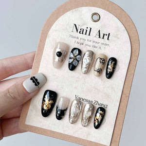 Black Gold Luxe 3D Press On Nails - Momenails