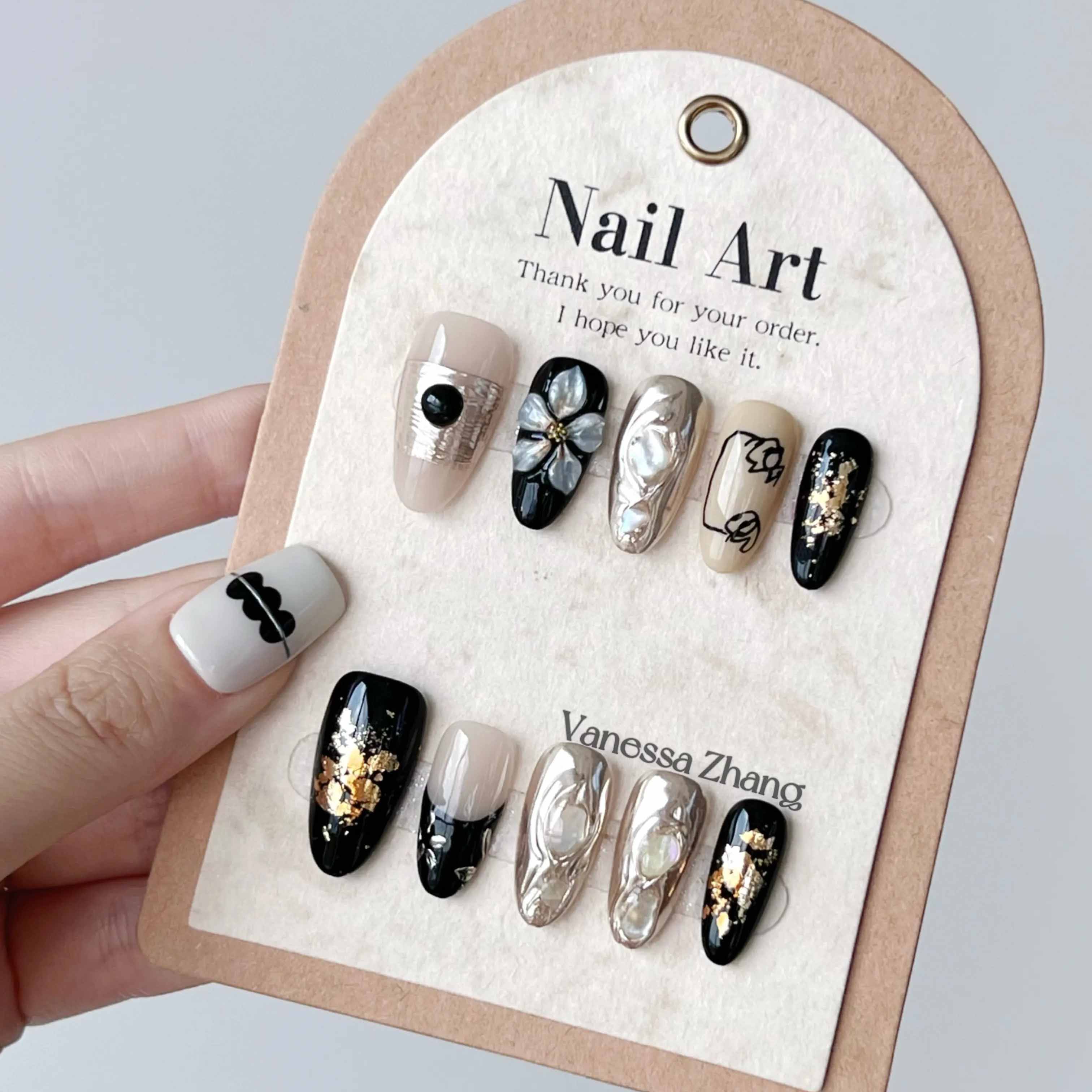 Black Gold Luxe 3D Press On Nails - Momenails