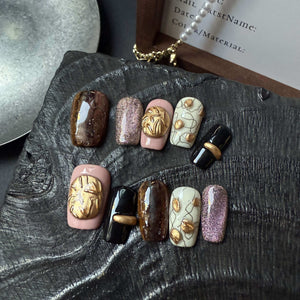 Earth Tones & Gold Accents Artistic Edge Press On Nails - My Store