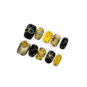 Black & Gold Handmade Press-On Nails