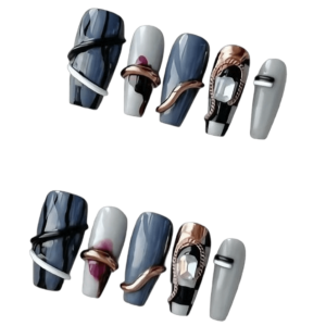Avant-garde 3D Metal Press-On Nails | Artistic Collection