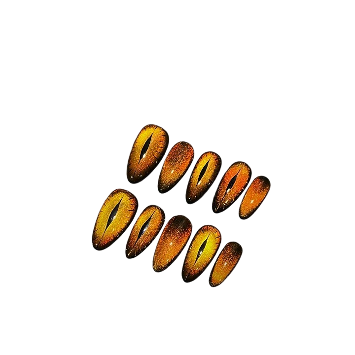 Magical Cat Eye Press-On Nails | Golden Fire Collection